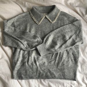 H&M Pearl Collar Sweater Size Medium